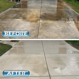 Pressure Washing Gallery Driveway transformation before and after cleaning