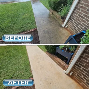 Pressure Washing Gallery Front yard walkway comparison before and after pressure washing
